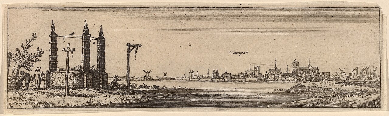 Panorama van Kampen door Wenceslaus Hollar, circa 1632